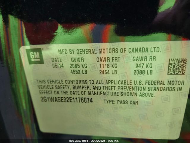 2G1WA5E32E1176074 Chevrolet Impala Limited Ls