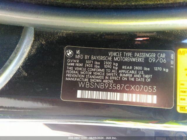 2007 BMW M5 WBSNB93587CX07053 Photo 8