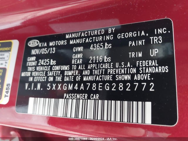 KIA Optima Lx 2014 5XXGM4A78EG282772 Image 9