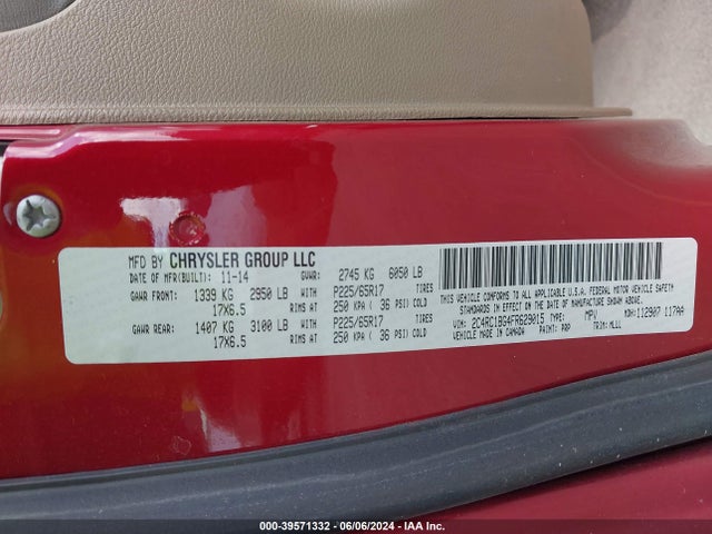 2C4RC1BG4FR629015 Chrysler Town & Country Touring