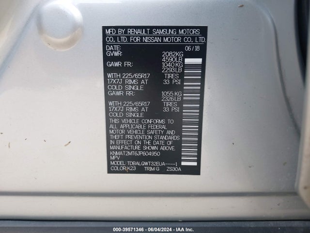 Nissan ROGUE SV 2018 KNMAT2MT6JP604950 Image 9