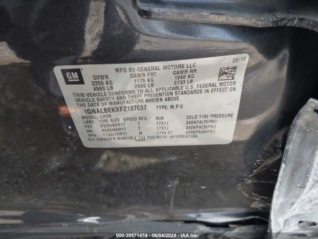 1GNALBEKXFZ137637 Chevrolet EQUINOX 1LT