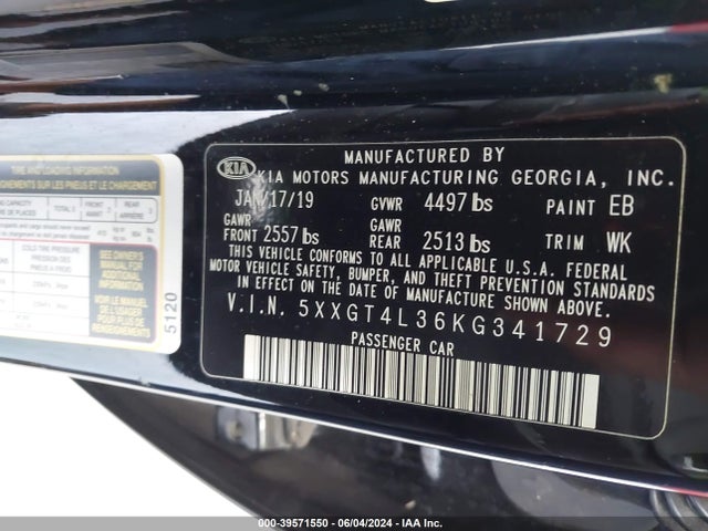KIA Optima Lx 2019 5XXGT4L36KG341729 Image 9