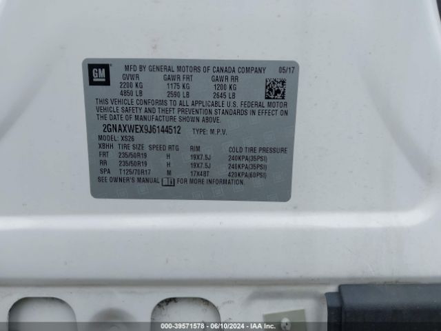 2GNAXWEX9J6144512 Chevrolet Equinox Premier