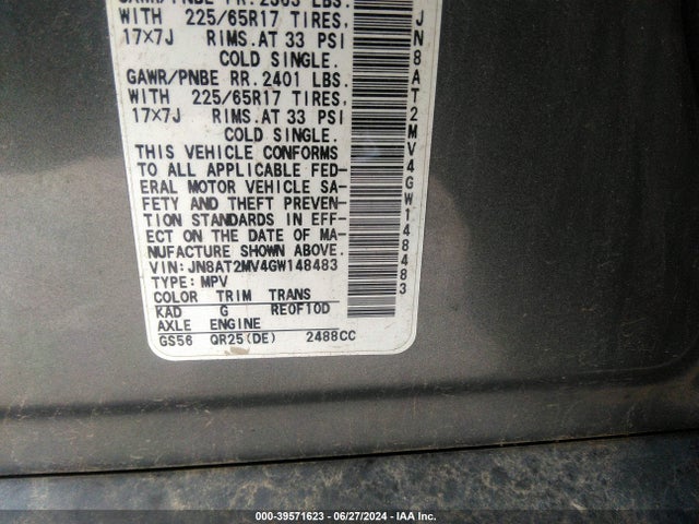 Nissan ROGUE S 2016 JN8AT2MV4GW148483 Image 9