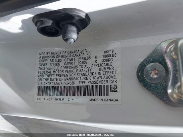 2HGFC3A57KH754686 Honda CIVIC SI