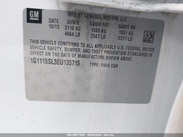 1G1115SL3EU135715 Chevrolet IMPALA 1LT