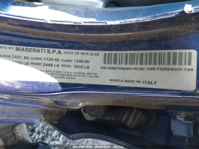 ZAM57XSA3H1197781 Maserati Ghibli