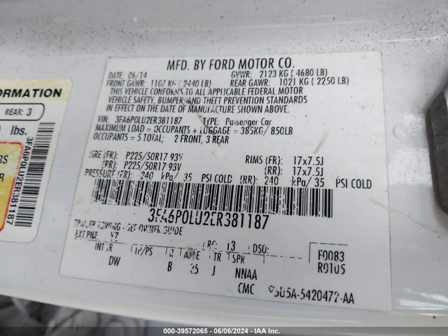Ford Fusion Hybrid Se 2014 3FA6P0LU2ER381187 Image 9