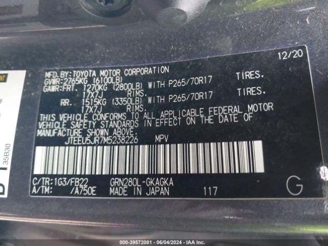 JTEEU5JR7M5238226 Toyota 4RUNNER SR5