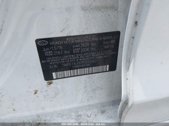 5NPD74LF6HH093562 Hyundai ELANTRA SE