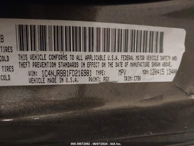1C4NJRBB1FD216981 Jeep Patriot Sport
