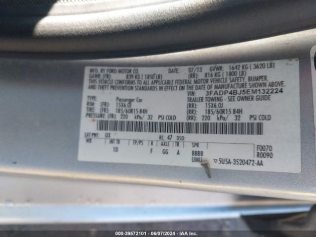 3FADP4BJ5EM132224 Ford FIESTA SE