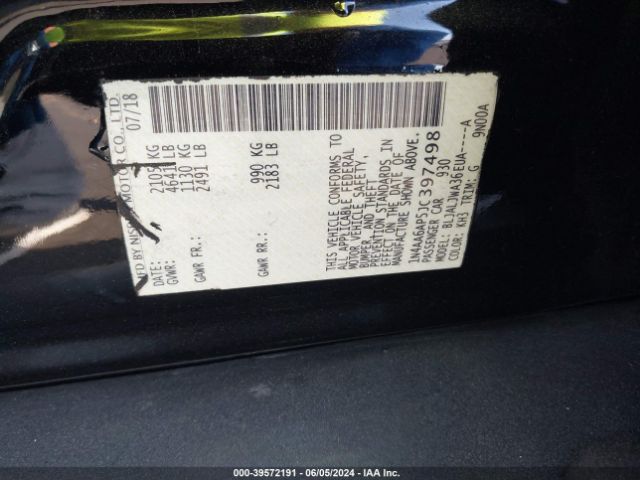 1N4AA6AP5JC397498 Nissan Maxima 3.5 Sv
