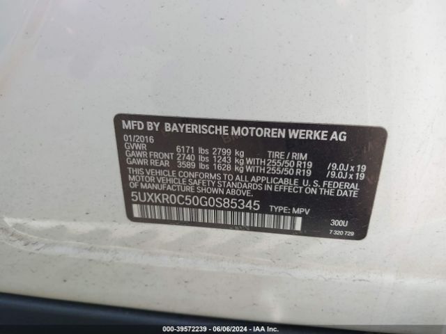 5UXKR0C50G0S85345 BMW X5 Xdrive35i
