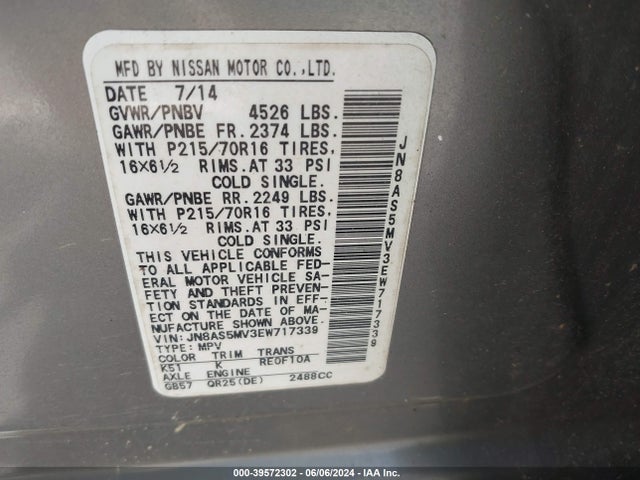 Nissan Rogue Select S 2014 JN8AS5MV3EW717339 Image 9