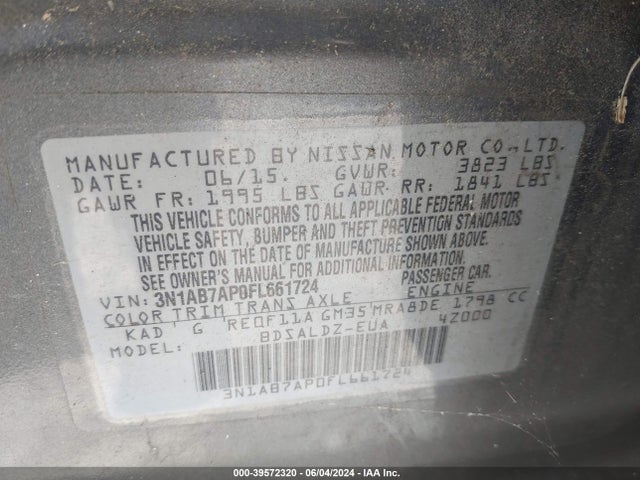 Nissan SENTRA SV 2015 3N1AB7AP0FL661724 Image 9