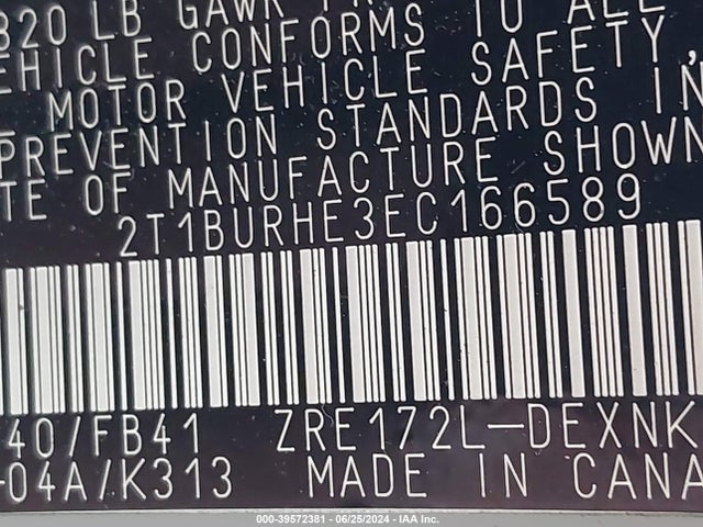 Toyota COROLLA LE 2014 2T1BURHE3EC166589 Image 9