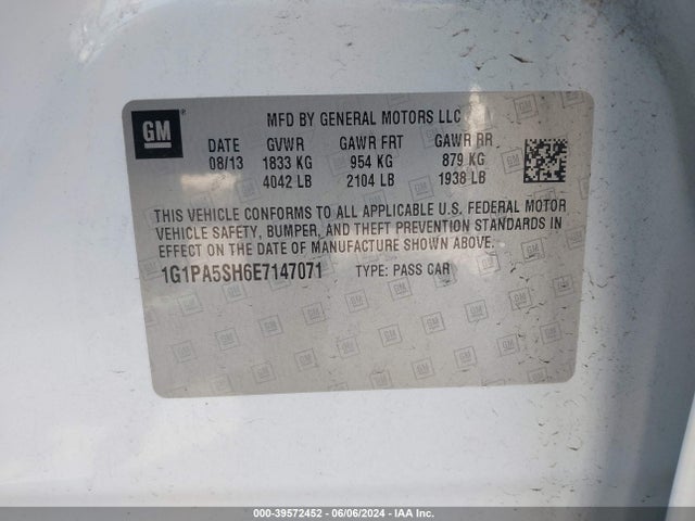 Chevrolet Cruze Ls Auto 2014 1G1PA5SH6E7147071 Image 9