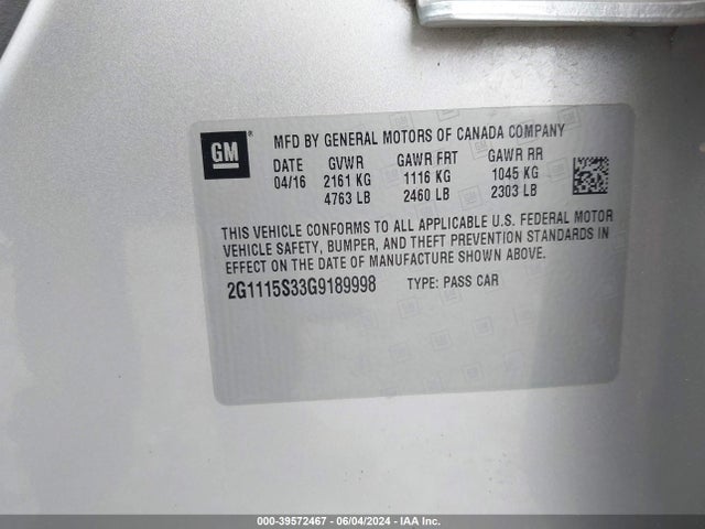 Chevrolet Impala 2lt 2016 2G1115S33G9189998 Image 9