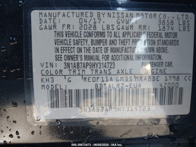 Nissan SENTRA SR 2017 3N1AB7AP9HY314723 Image 9