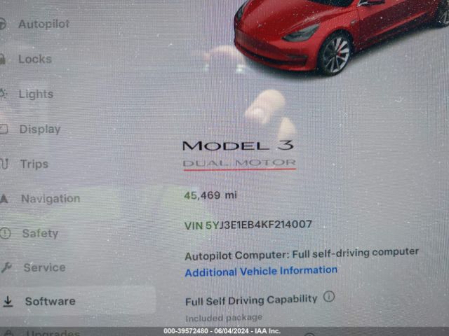 5YJ3E1EB4KF214007 Tesla Model 3 Long Range/performance