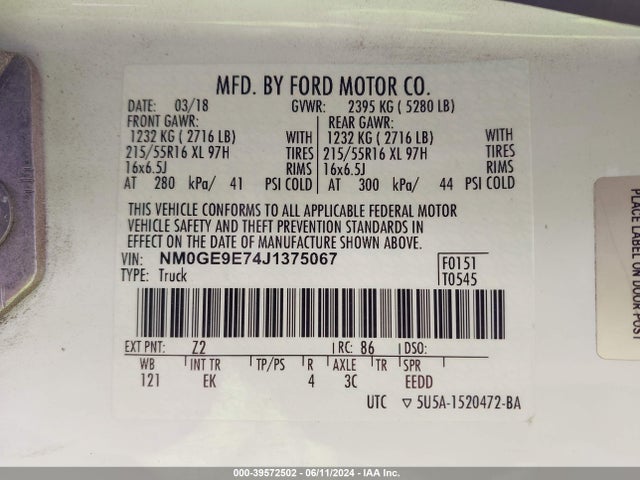 Ford Transit Connect Xl 2018 NM0GE9E74J1375067 Image 9