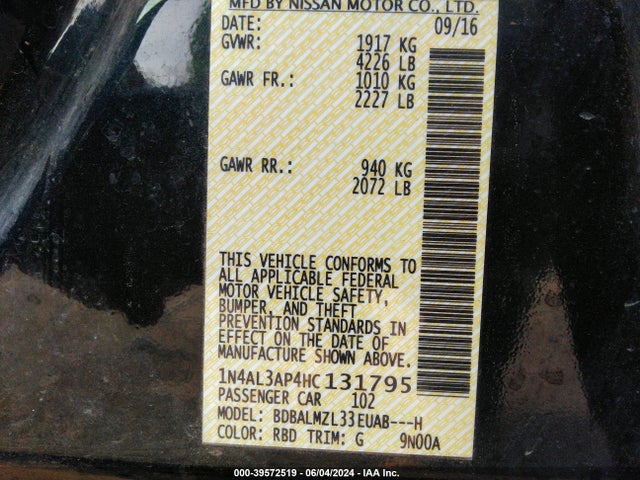 Nissan Altima 2.5 Sv 2017 1N4AL3AP4HC131795 Image 9