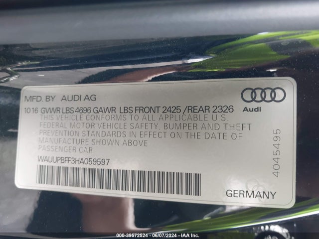 WAUUPBFF3HA059597 Audi A3 E-tron 1.4t Premium