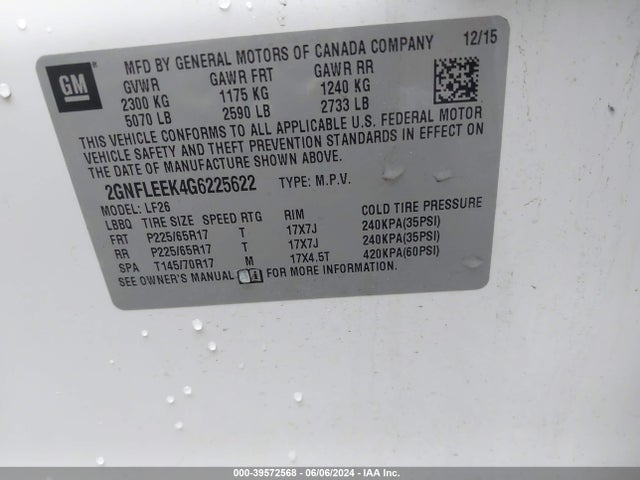 Chevrolet EQUINOX LS 2016 2GNFLEEK4G6225622 Image 9