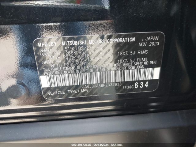 JA4J3UA88RZ032933 Mitsubishi Outlander Es 2.5 2wd