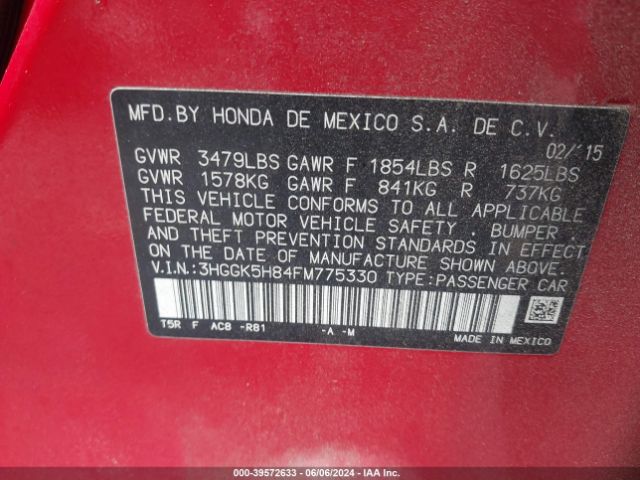 3HGGK5H84FM775330 Honda Fit Ex/ex-l