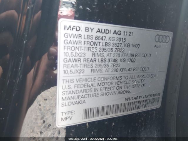 2022 AUDI RS Q8 WU1ARBF12ND010943 Photo 8