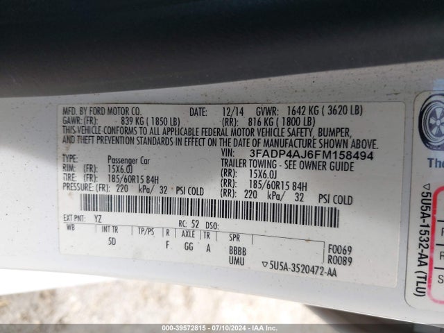 Ford FIESTA S 2015 3FADP4AJ6FM158494 Image 9