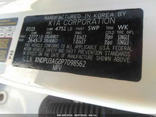 KNDPU3AG0P7098562 KIA Sportage Hybrid Lx