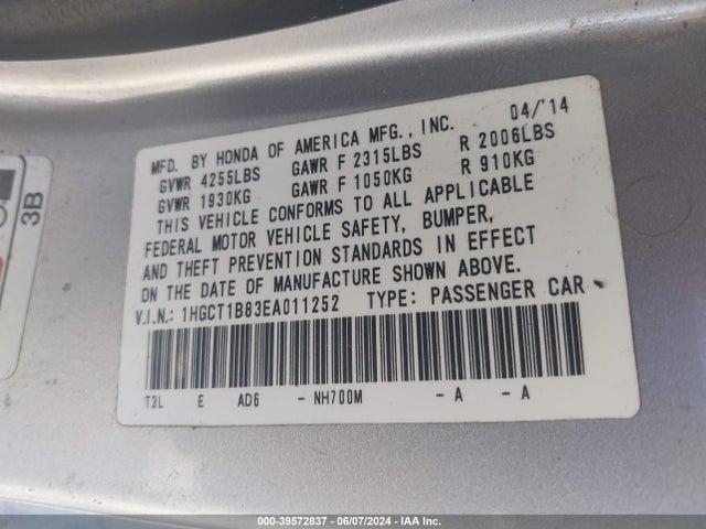 Honda Accord Ex-l 2014 1HGCT1B83EA011252 Image 9