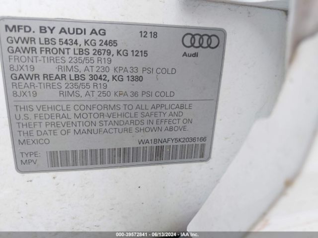 WA1BNAFY5K2036166 Audi Q5 45 Premium