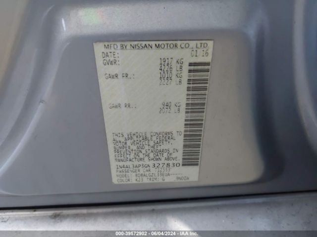 1N4AL3AP3GN327830 Nissan Altima 2.5/2.5 S/2.5 Sl/2.5 Sr/2.5 Sv
