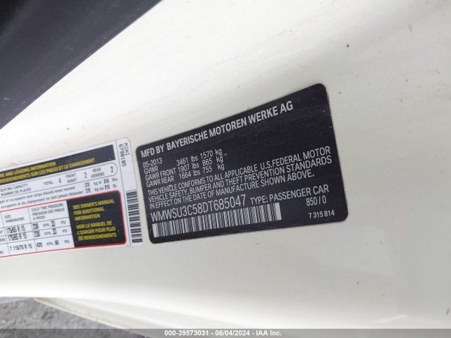 2013 MINI HARDTOP WMWSU3C58DT685047 Photo 8