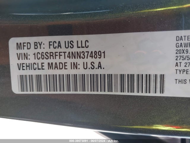 RAM 1500 Big Horn  4x4 5'7 Box 2022 1C6SRFFT4NN374891 Image 9