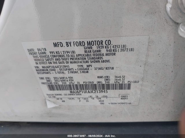 Ford Ecosport Se 2018 MAJ6P1UL6JC213945 Image 9