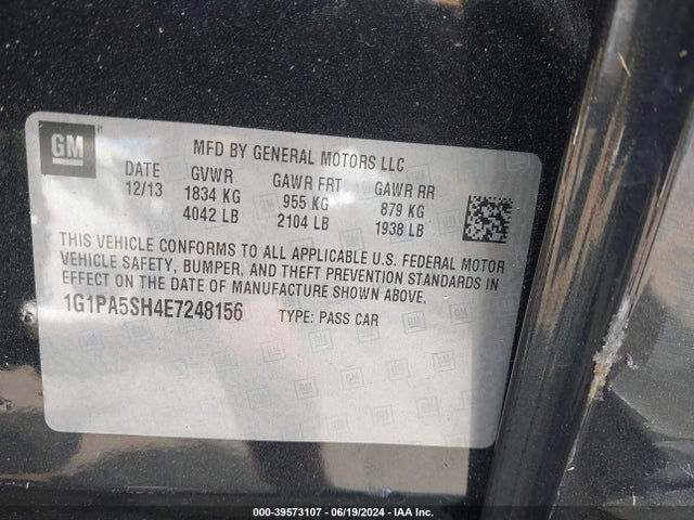 Chevrolet Cruze Ls Auto 2014 1G1PA5SH4E7248156 Image 9