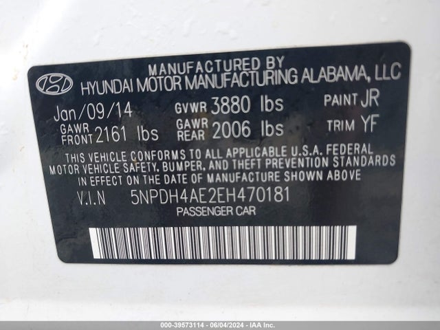 Hyundai ELANTRA SE 2014 5NPDH4AE2EH470181 Image 9
