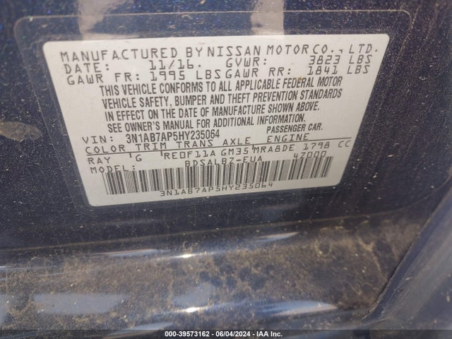 Nissan SENTRA S 2017 3N1AB7AP5HY235064 Image 9