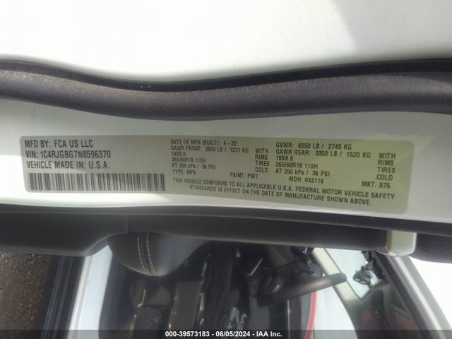 1C4RJGBG7N8596370 Jeep Grand Cherokee Limited 4x2