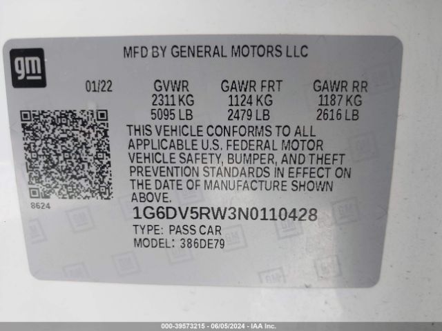 2022 CADILLAC CT5-V 1G6DV5RW3N0110428 Photo 8