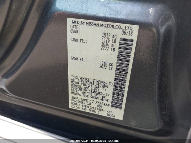 Nissan Altima 2.5 S 2018 1N4AL3AP8JC279504 Image 9