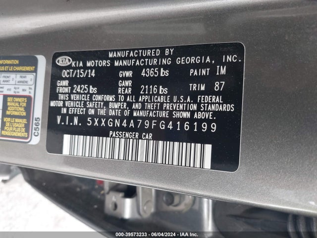 KIA OPTIMA EX 2015 5XXGN4A79FG416199 Image 9