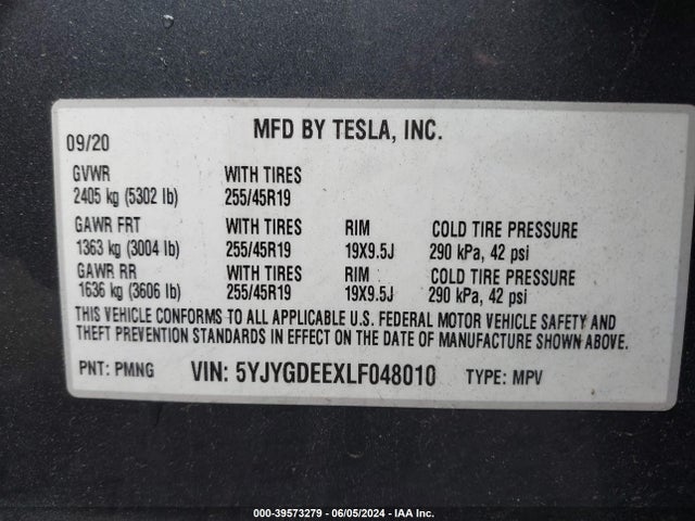 5YJYGDEEXLF048010 Tesla Model Y Long Range Dual Motor All-wheel Drive