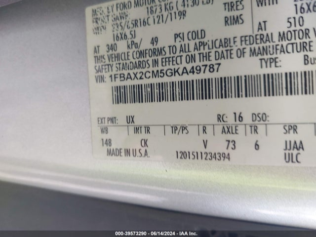 Ford Transit-350 Xlt 2016 1FBAX2CM5GKA49787 Image 9